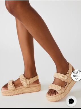 Steve Madden Bigmona Neutral Braided-Strap Platform Sandals 10